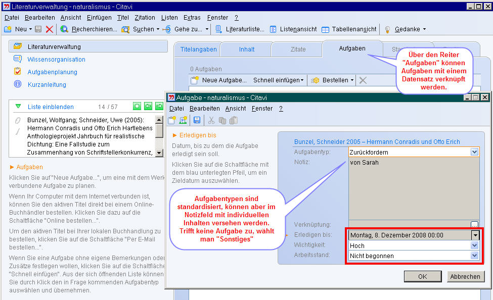 Anlegen einer Aufgabe Anlegen einer Aufgabe