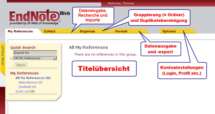 Endnote Web Übersicht Endnote Web Übersicht