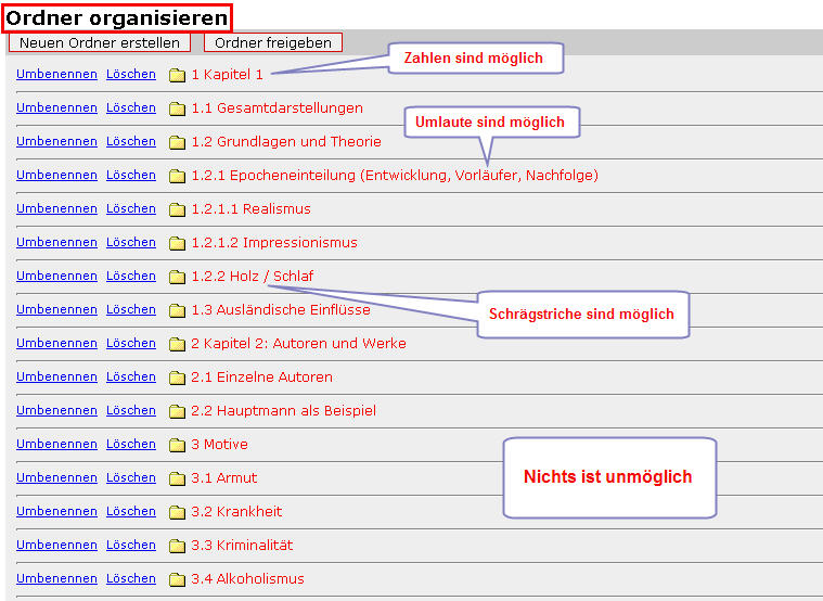 Ordnerübersicht Ordnerübersicht